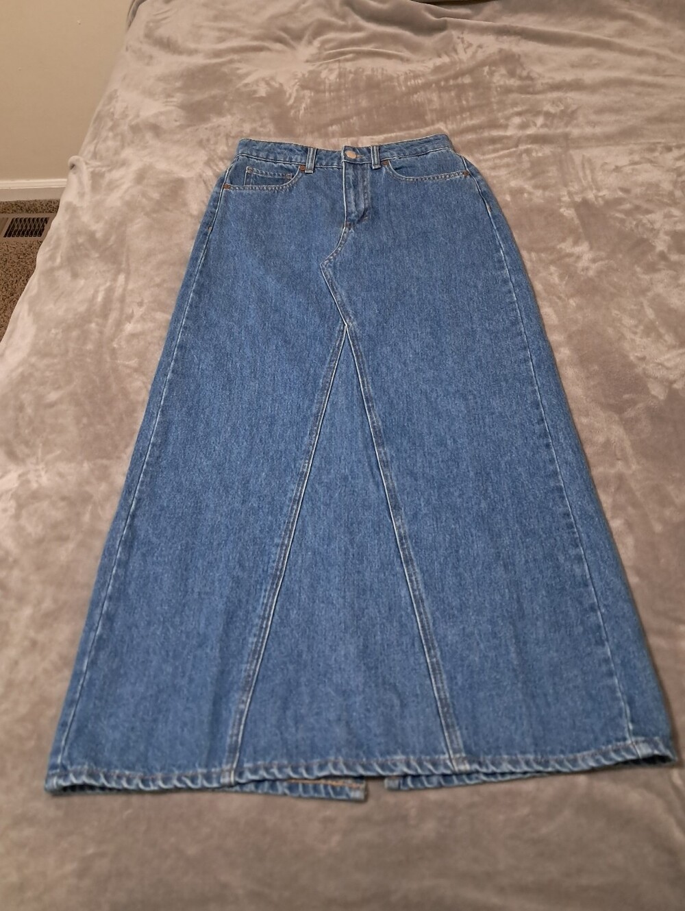 Mango Womens Cotton Long Straight Denim Blue Skirt Sz. S - Picture 4 of 9
